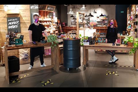 Lush storefront kiosks